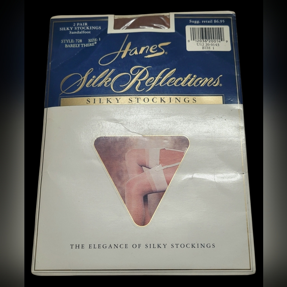 Vintage Deadstock Hanes Silk Reflections Stockings Size 1 Color Barely There
